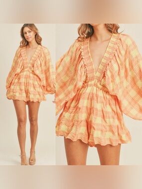MARBLE Plaid Romper Size Small